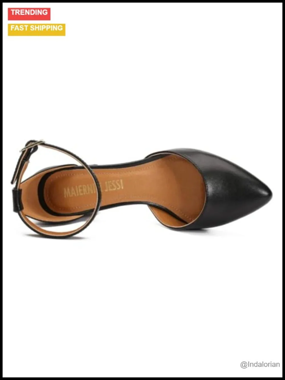 Pointed Toe D'Orsay Pumps Block Heel Ankle Strap Formal